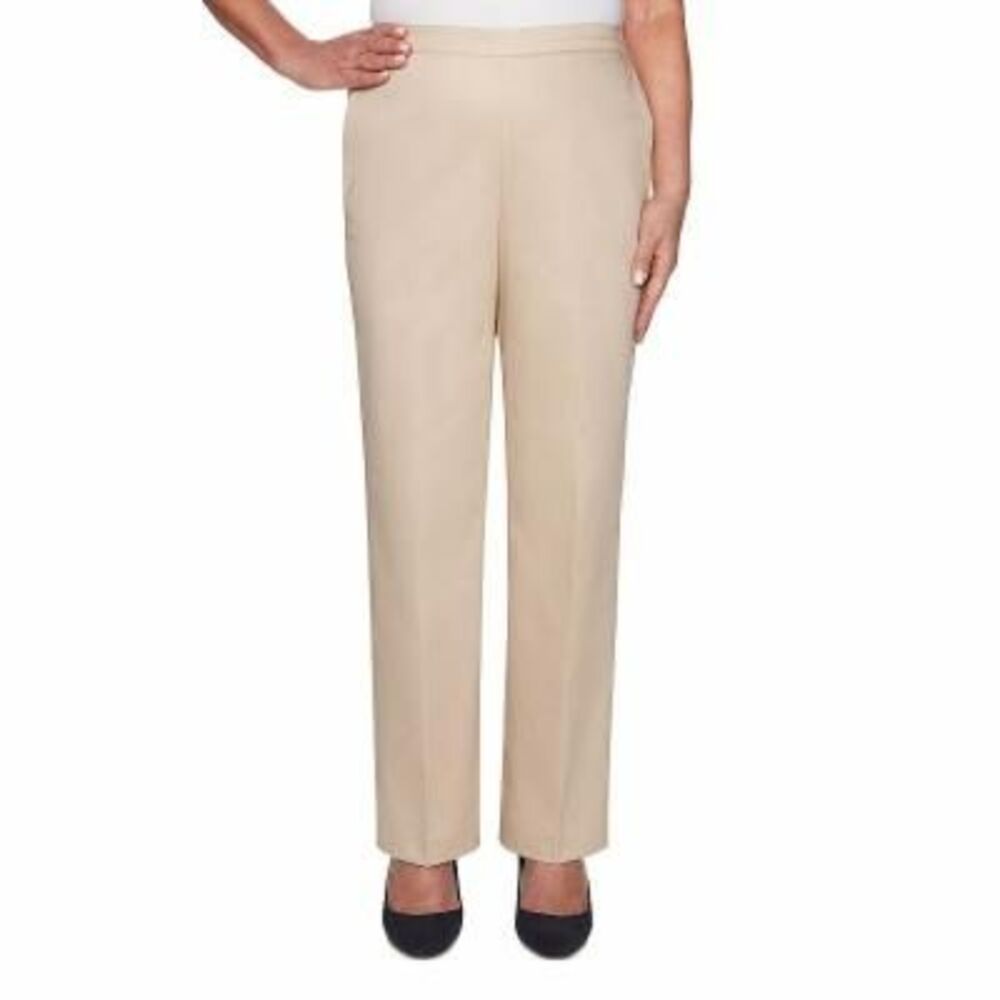 Alfred Dunner Society Page Sateen Straight Pants - Tan - Size 18 Medium